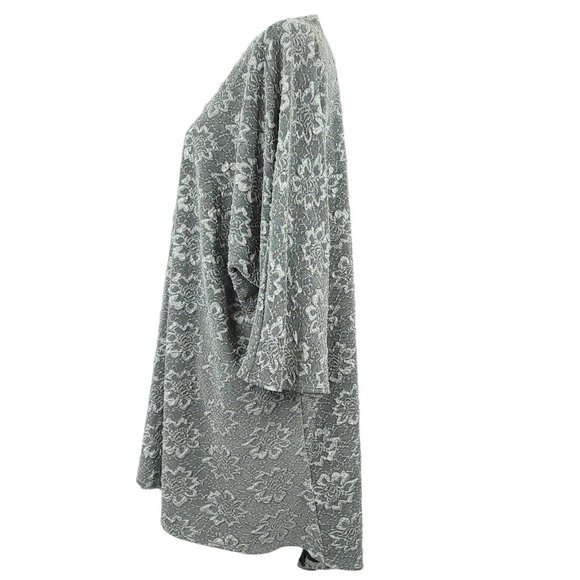 LuLaRoe Open Front 3/4 Sleeve Cardigan Sweater Womens Size L Grey Floral - Picture 14 of 15